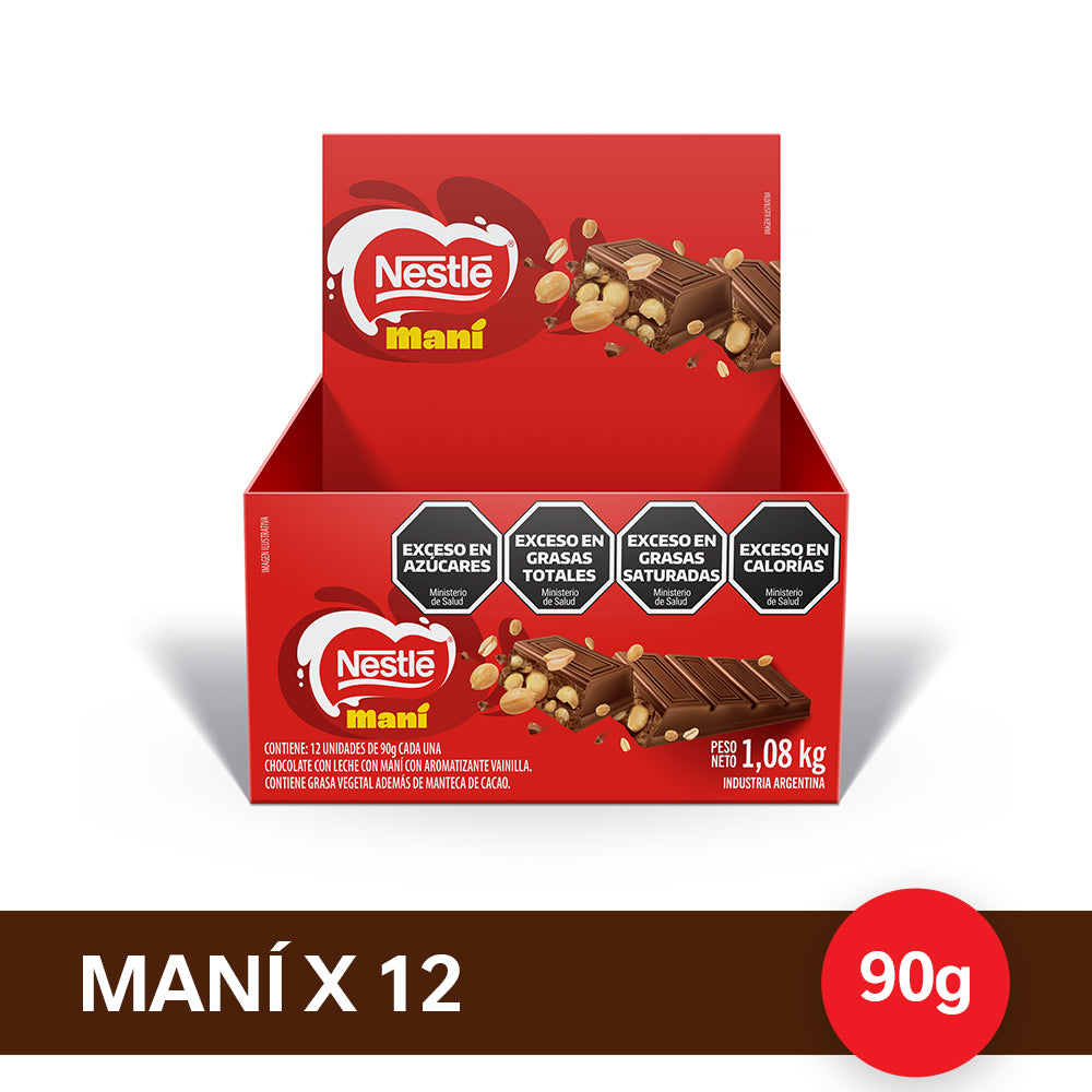 Chocolate con Maní NESTLE® - 12 unidades x 90gr