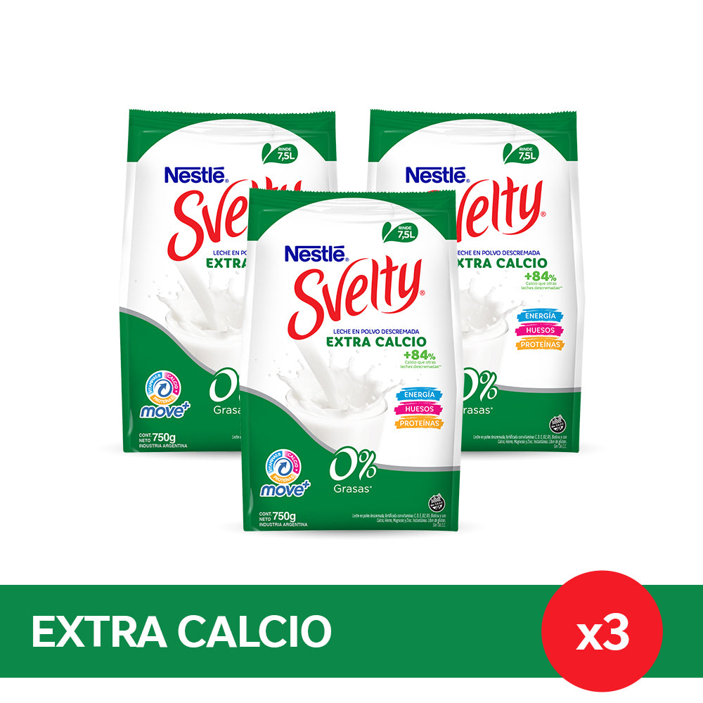 ¡Combo Move! SVELTY® Move+ Extra Calcio Leche en Polvo - Softpack x 750gr x3