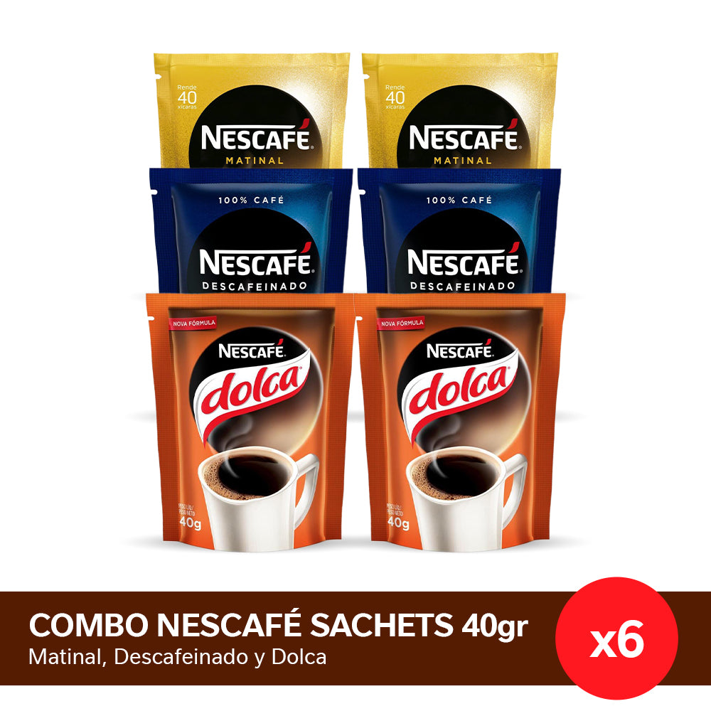 ¡Combo Nescafé Sachets! Variedades Doypack Nescafé 40gr x6 unidades