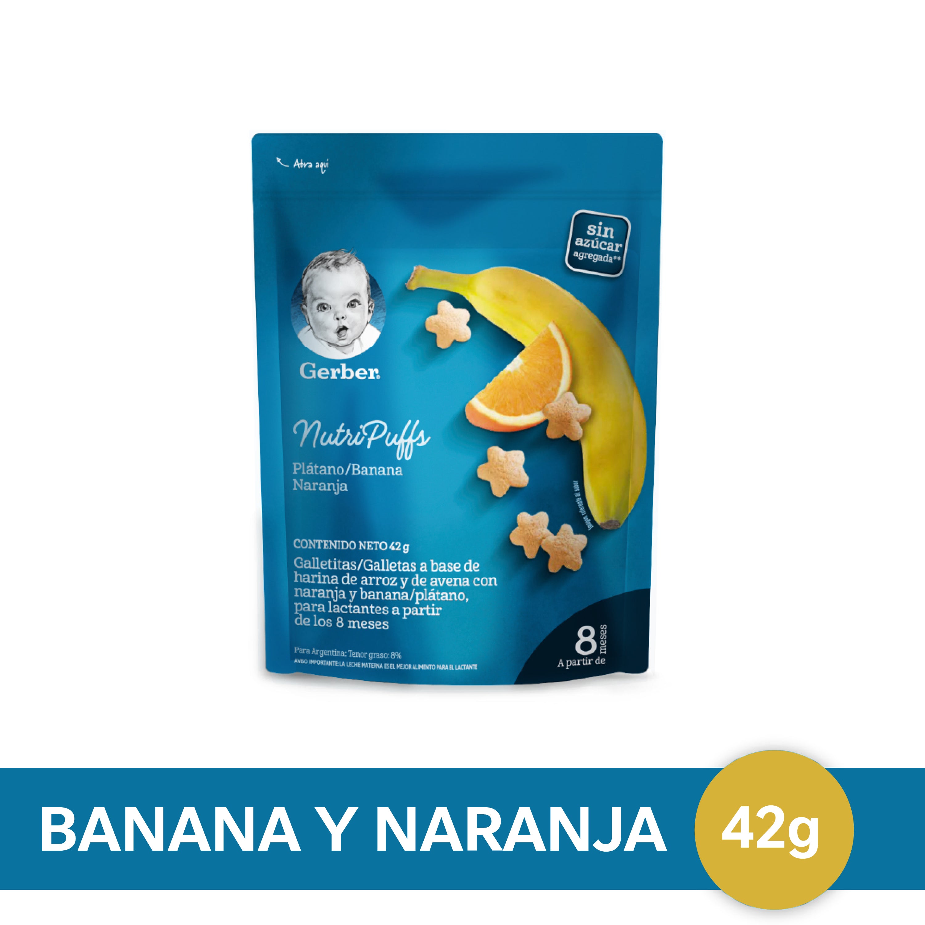 Galletitas GERBER® Nutripuffs banana y naranja