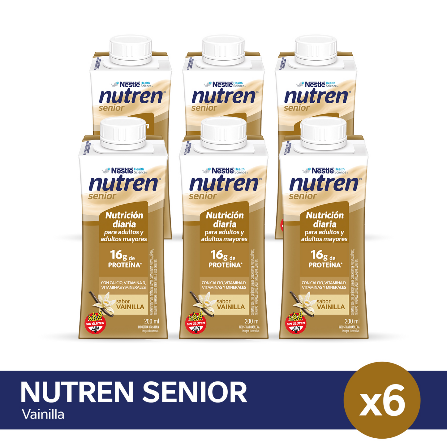 Suplemento nutricional Nutren® Senior RTD Vainilla - Botellita x 200 ml x6 u.