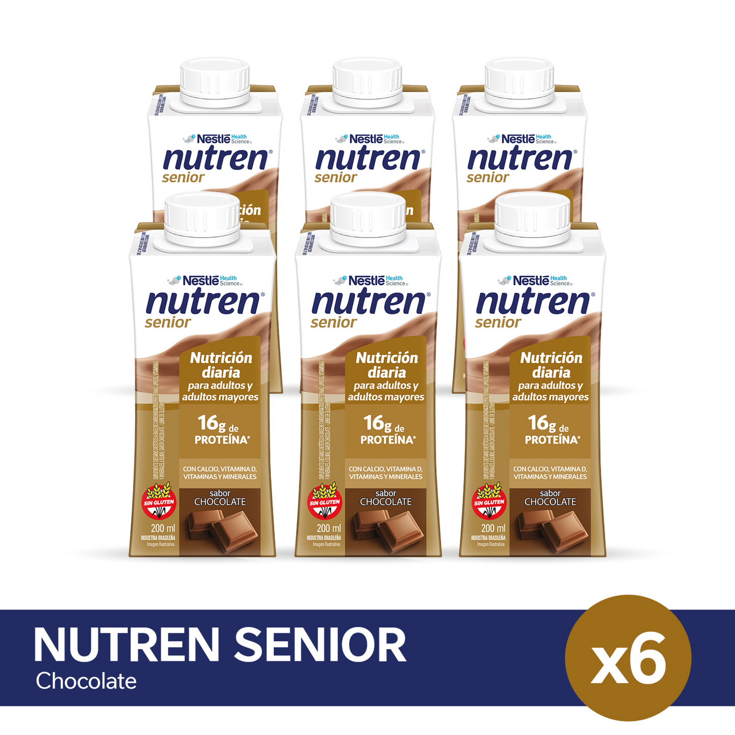Suplemento nutricional Nutren® Senior RTD Chocolate - Botellita x 200 ml x6 u.