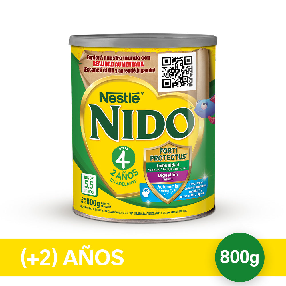 NIDO® 4 Leche Infantil en Polvo con Prebio3 Realidad Aumentada - Lata x 800gr