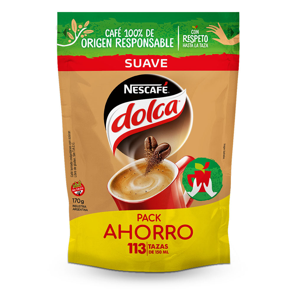 Café Instantáneo NESCAFÉ® Dolca® Suave - Doypack x170gr