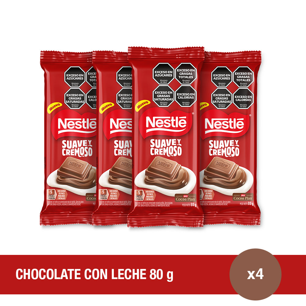 Chocolate con Leche Suave y Cremoso - 4 unidades x 80gr