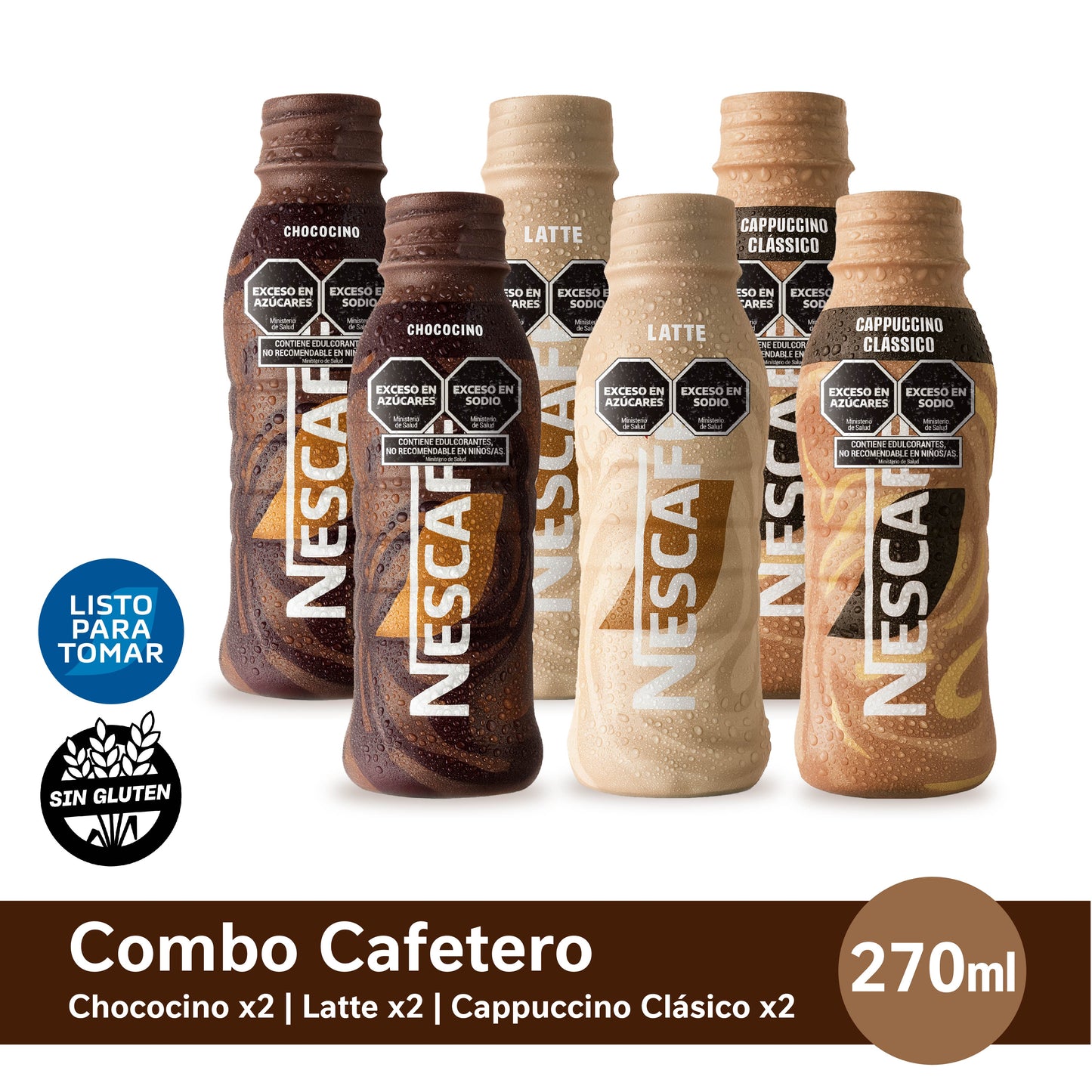 ¡Combo Cafetero! Bebida Nescafé x270 ml - Chocino x2 + Latte x2 + Cappuccino Clásico x2