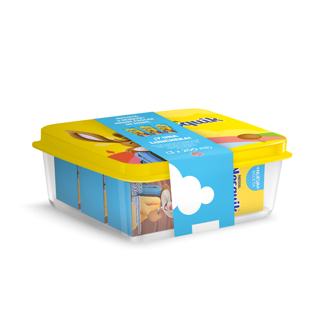 ¡Súper Combo! NESQUIK® Menos Azúcar Lista para Tomar - 3 unidades x 200ml + Lunchera
