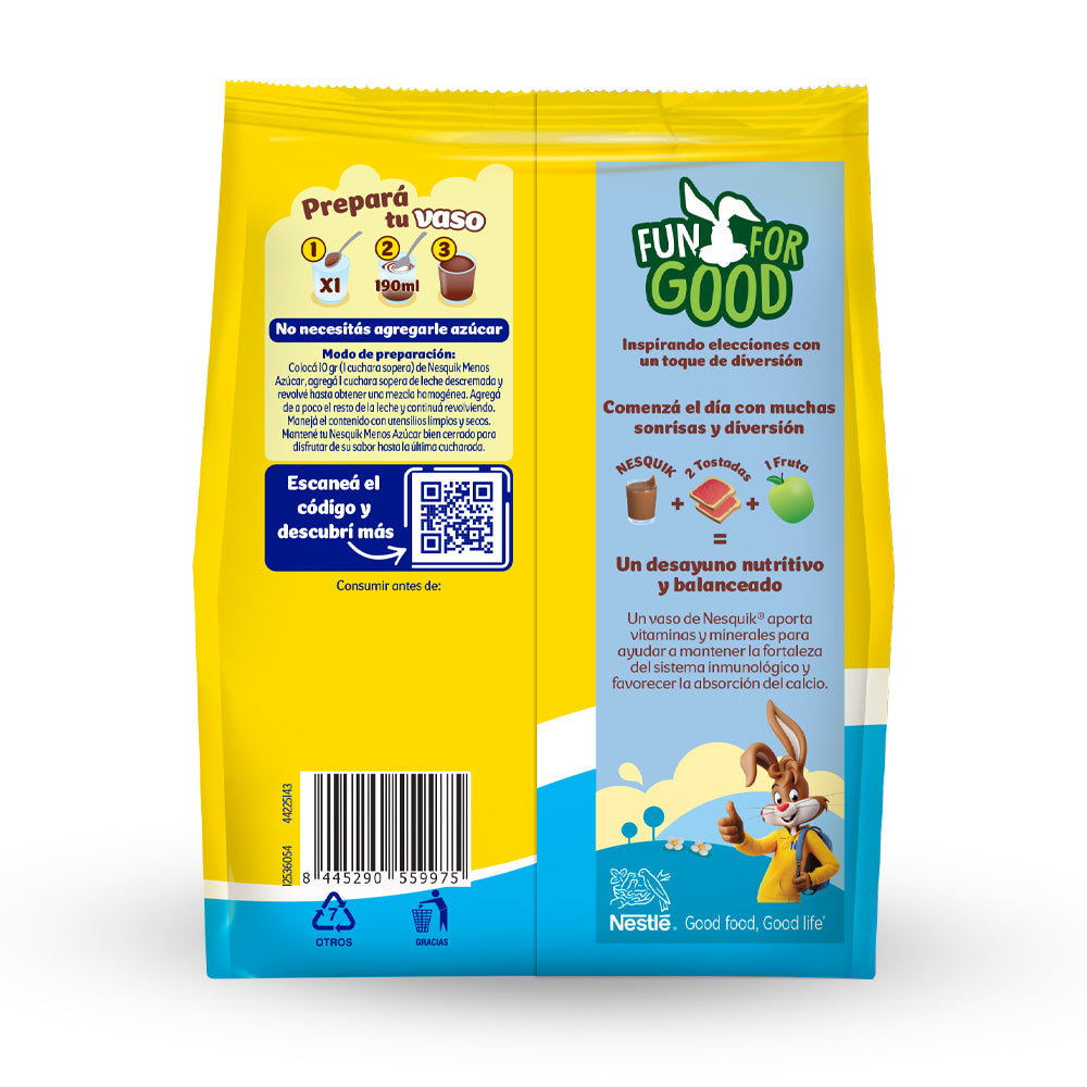 Nesquik® Chocolate en Polvo Menos Azúcar - Softpack x 300gr