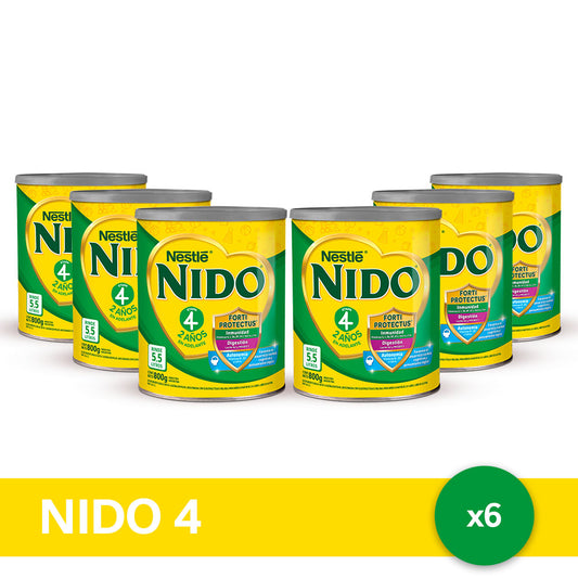 ¡Pack x6! NIDO® 4 Leche Infantil en Polvo con Prebio3 Realidad Aumentada - Lata x 800gr