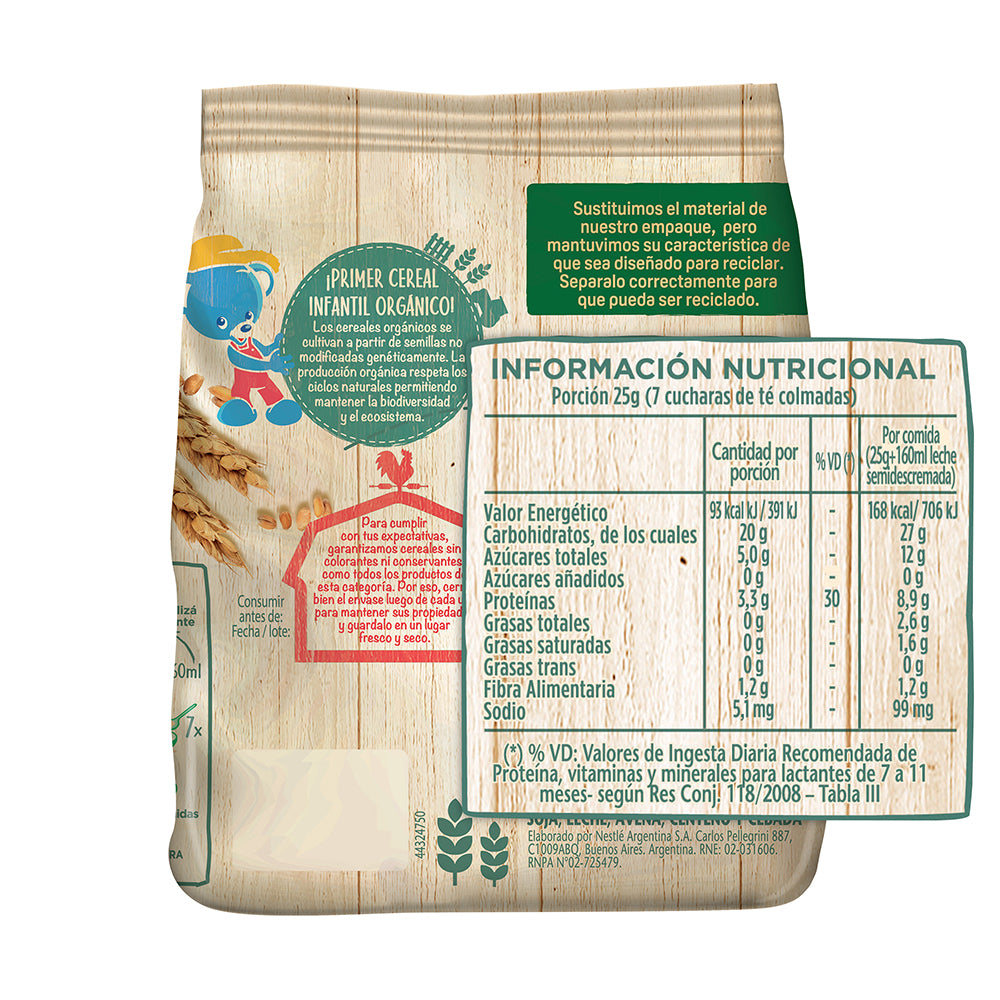 NESTUM® Cereal Infantil Orgánico Sabor Multicereal - Flowpack x 225gr