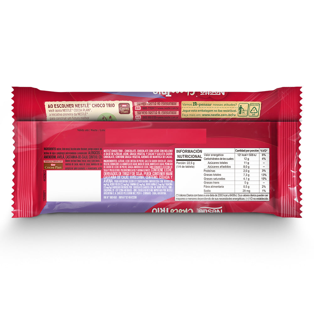 NESTLÉ CHOCO TRIO Chocolate 90gr
