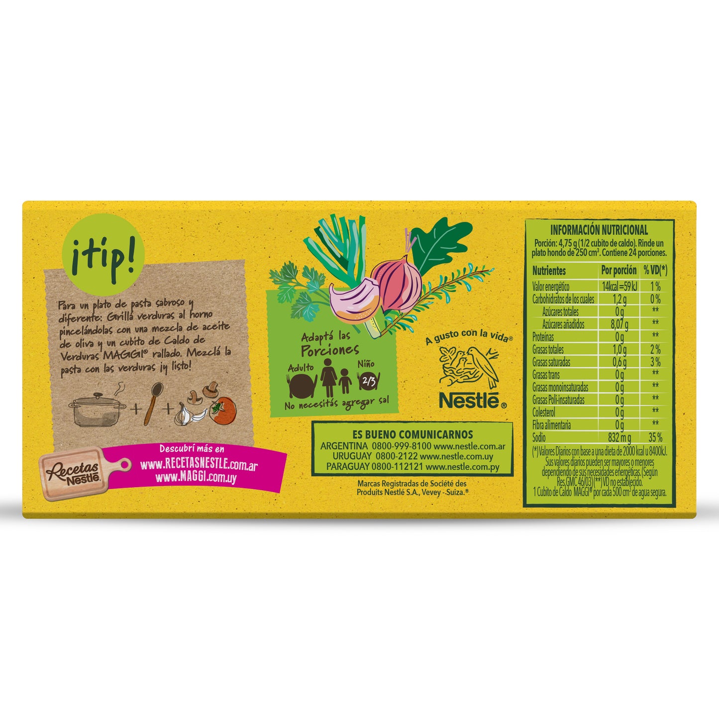 Caldo MAGGI® Sabor Verduras - 12 unidades x 9,5 gr.
