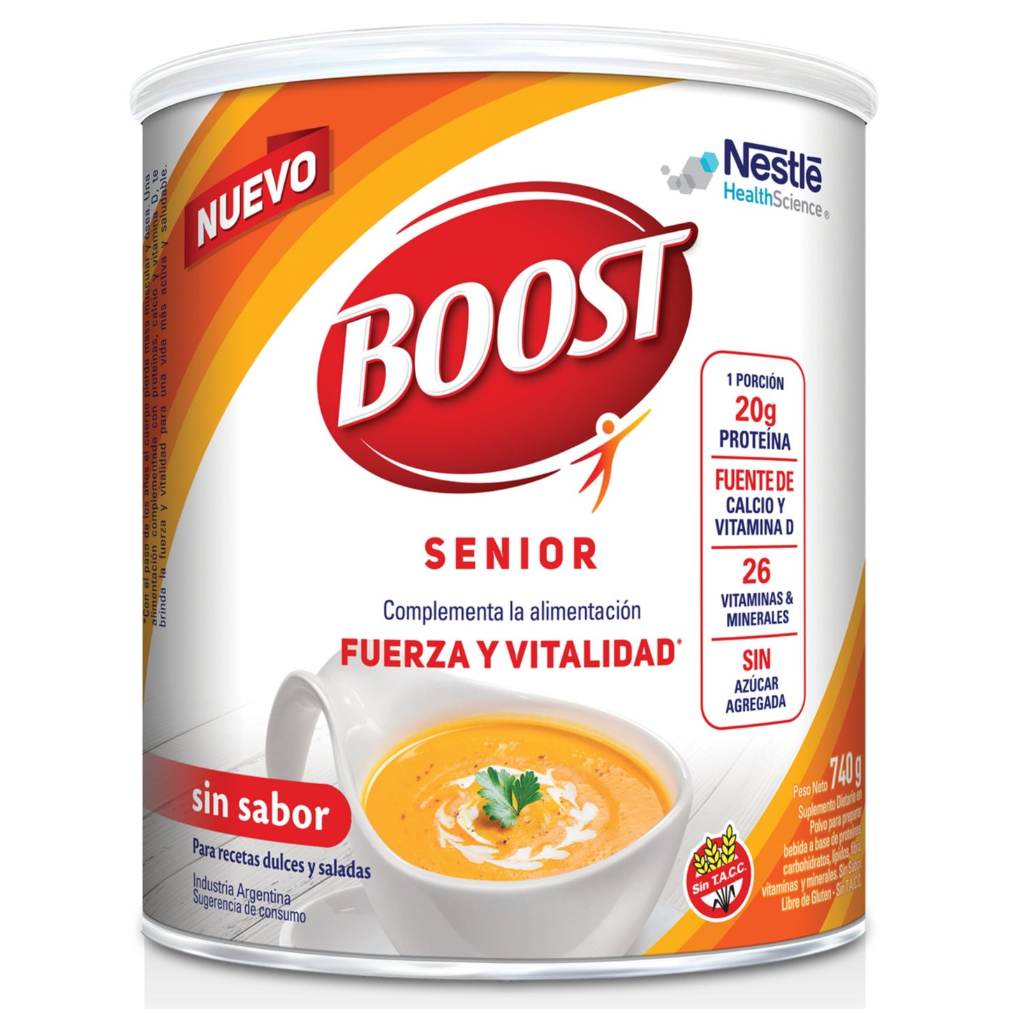 Suplemento nutricional BOOST SENIOR Sin sabor - Lata x 740gr