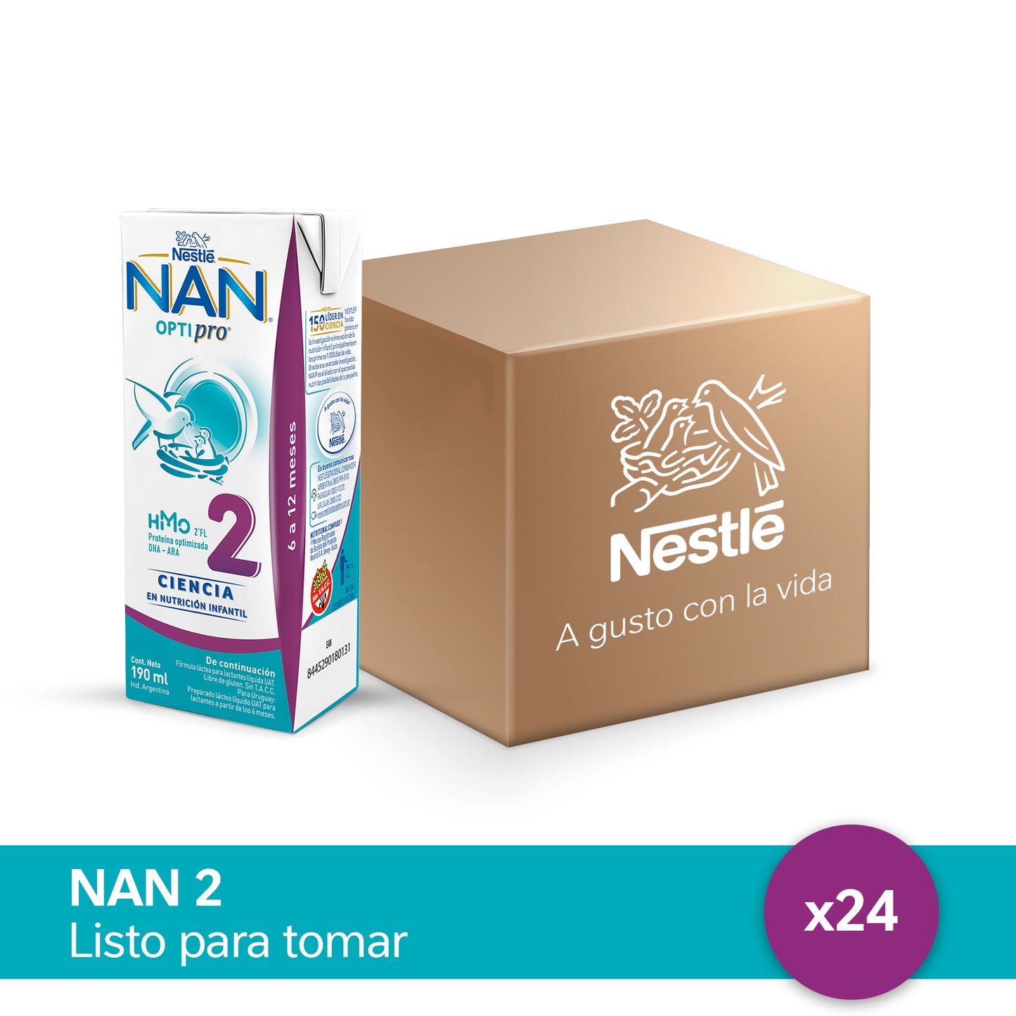 ¡Pack x 24! NAN® Optipro® 2 Leche Infantil Listo para Tomar x 190ml