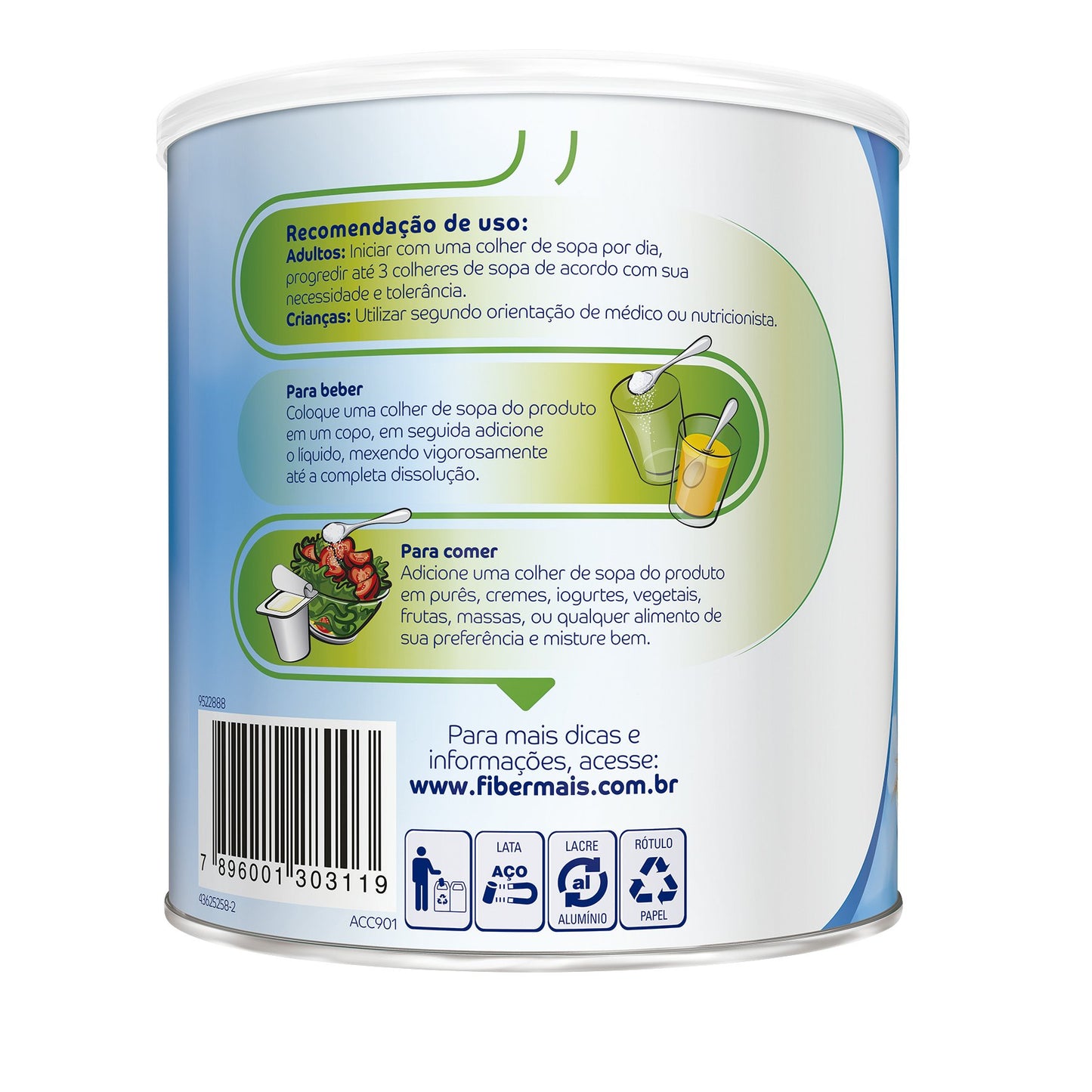 Suplemento de fibras FIBER MAIS Sin sabor - Lata x 260gr