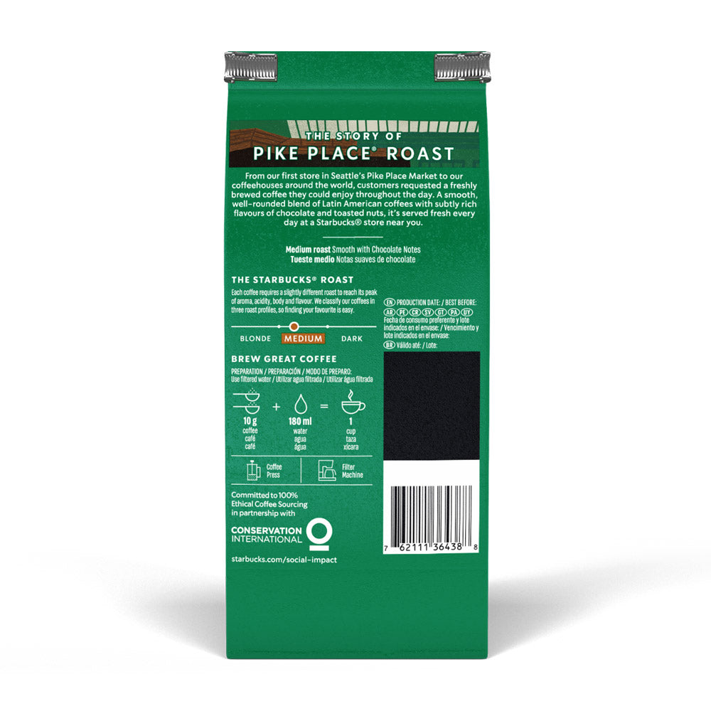Café Tostado y Molido STARBUCKS® Pike Place Roast - Softpack x 250gr