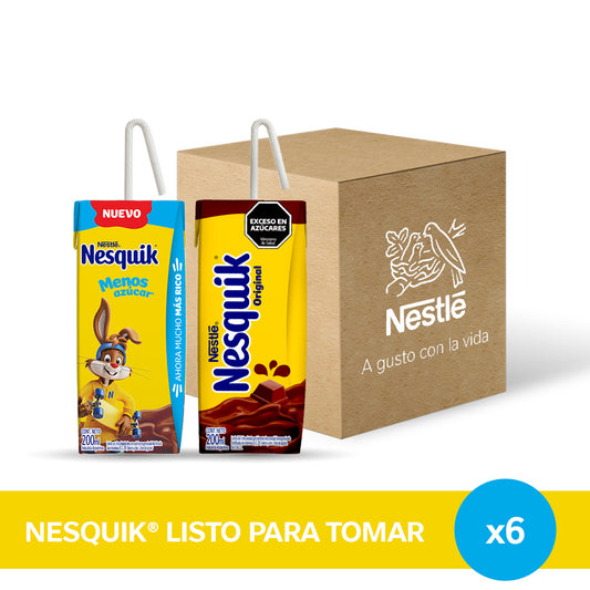 ¡Pack x12! Nesquik® Original / Menos Azúcar Listo para Tomar x 200ml.
