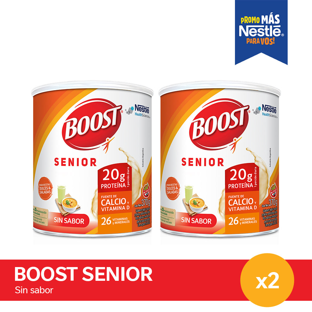 ¡Pack x2! Suplemento nutricional BOOST SENIOR Sin Sabor - Lata x 370g x2u