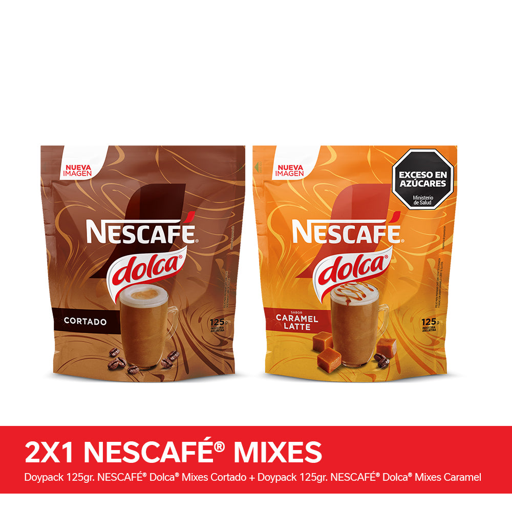 ¡2x1 en Café Instantáneo NESCAFÉ® Mixes! Caramel + Cortado