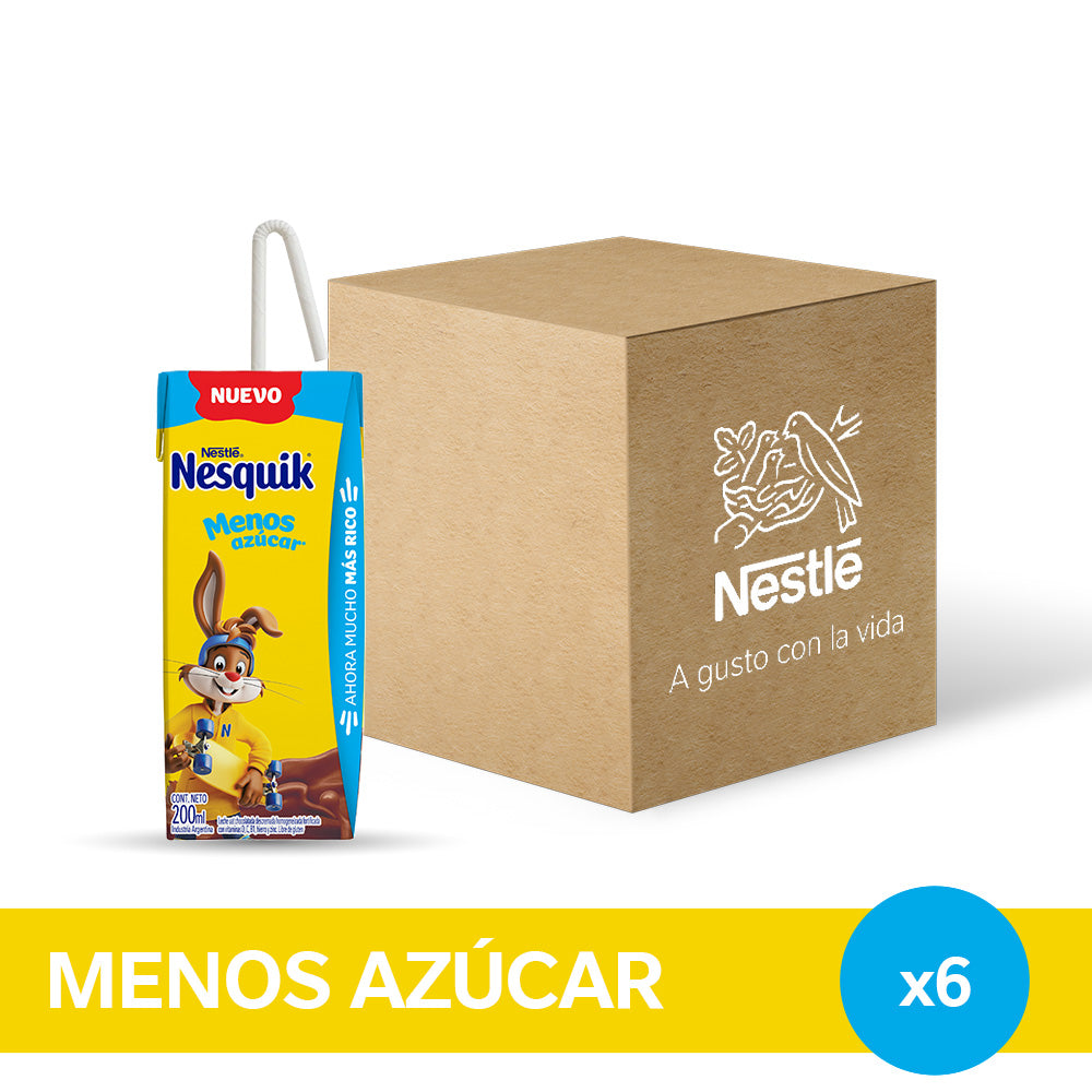 Nesquik® Menos Azúcar Chocolatada Listo para Tomar - 6 unidades x 200ml.