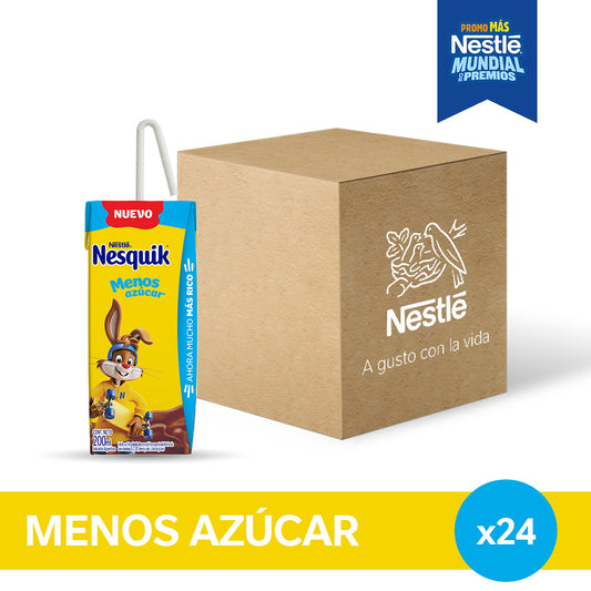 ¡Pack x24! Nesquik® Menos Azúcar Chocolatada Lista para Tomar - 24 unidades x 200ml.