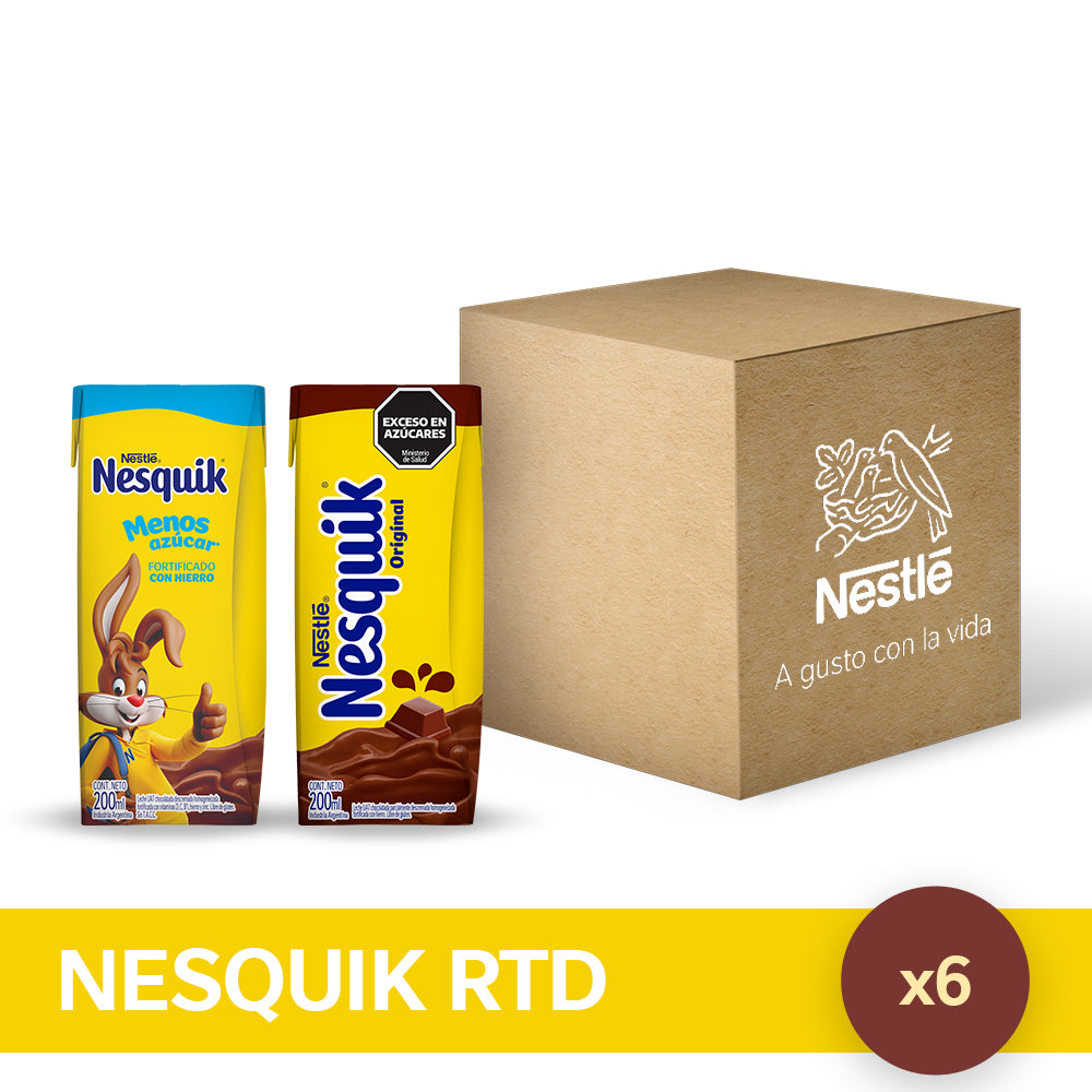 ¡Pack x12! Nesquik® Original / Menos Azúcar Listo para Tomar x 200ml.