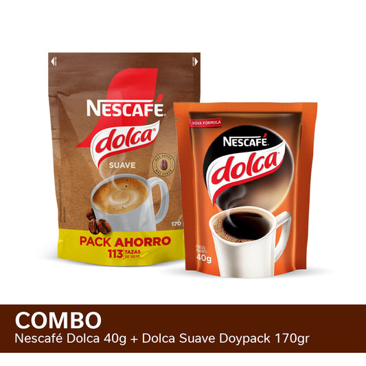 ¡Combo Mix Dolca! Café Instantáneo NESCAFÉ® Dolca Doypack x 40gr + Café Instantáneo NESCAFÉ® Dolca® Suave - Doypack x170gr