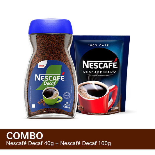 ¡Combo Decaf! NESCAFÉ® Descafeinado Doypack x 40gr + Café Instantáneo Descafeinado NESCAFÉ® - Frasco x 100gr