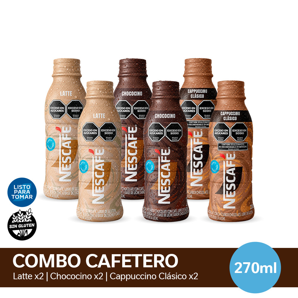 ¡Combo Cafetero! Bebida Nescafé x270 ml - Chocino x2 + Latte x2 + Cappuccino Clásico x2