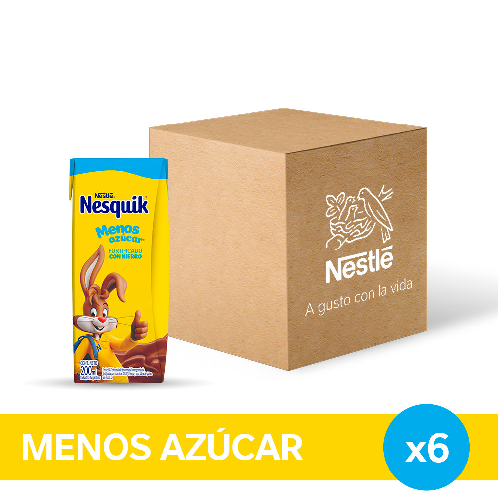 Nesquik® Menos Azúcar Chocolatada Listo para Tomar - 6 unidades x 200ml.