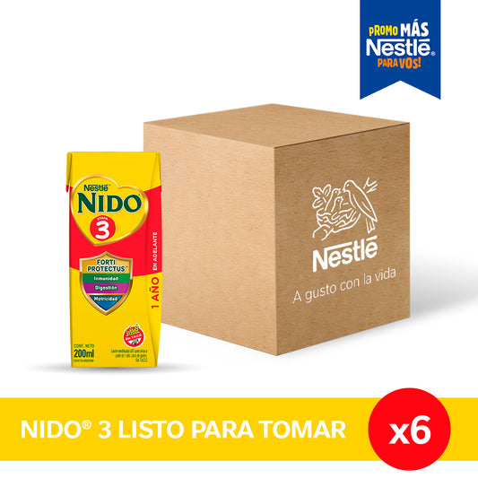 NIDO® 3 Defensas Leche Infantil Listo para Tomar - 6 unidades x 200ml