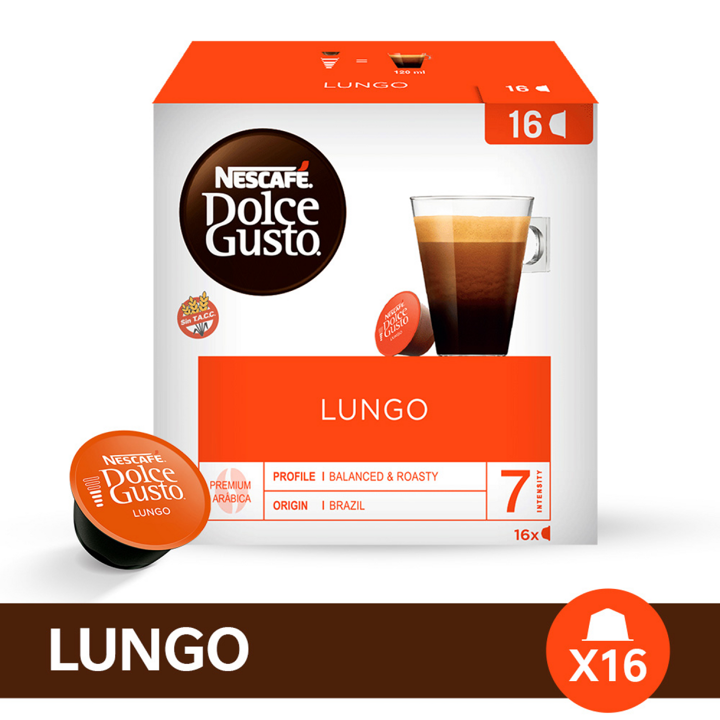 Cápsulas de Café NESCAFÉ® Dolce Gusto® Lungo - x 16 Cápsulas