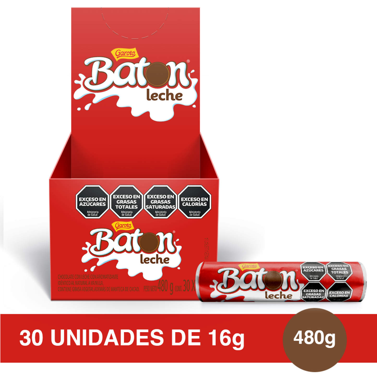 Batón Chocolate Leche x30 Unidades 16gr
