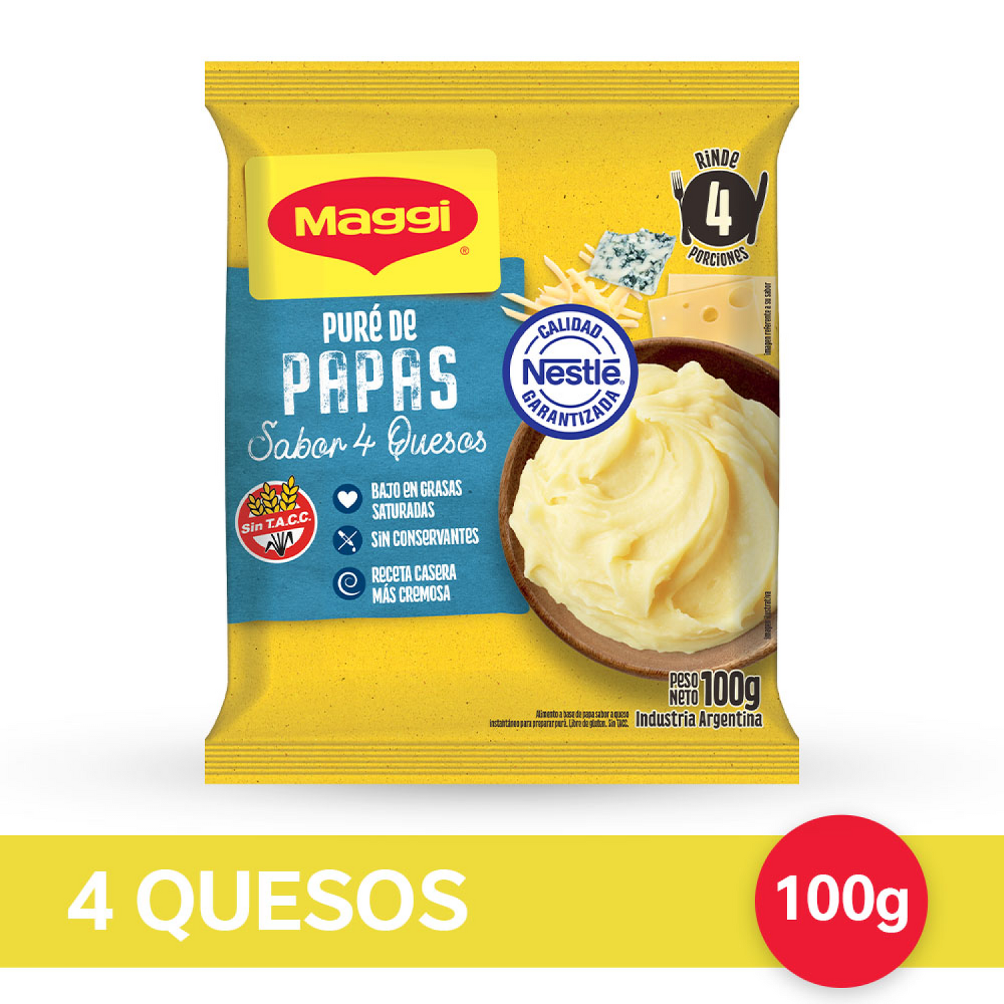 Puré de Papas MAGGI® sabor 4 Quesos - Flowpack x 100gr
