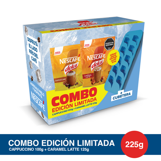 Combo NESCAFÉ® Cappuccino Dolca 100g + Caramel Dolca 125g + Cubetera NESCAFÉ