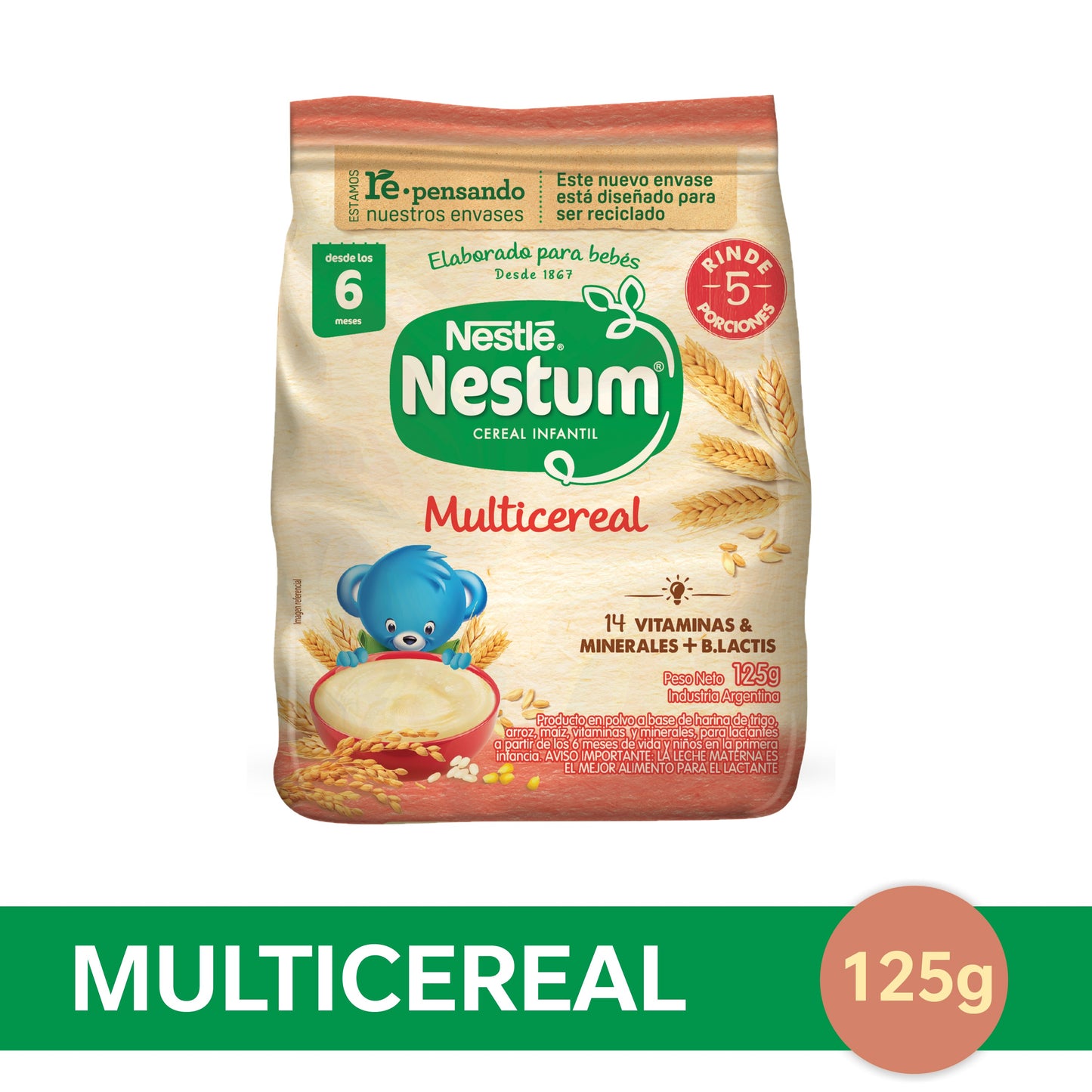NESTUM® Cereal Infantil Sabor Multicereal Sin Azúcar Agregada - Flowpack x 125gr