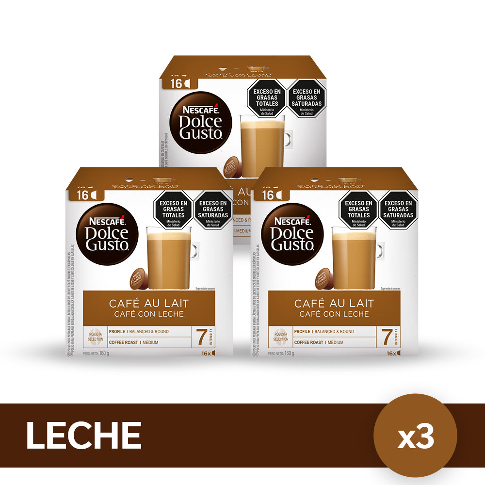 ¡Pack x3! Cápsulas de Café NESCAFÉ® Dolce Gusto® Au Lait - 16 Cápsulas x3