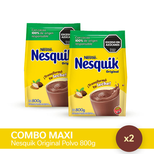 ¡Combo Maxi! Nesquik® Original Chocolate en Polvo - Flowpack 800gr x2