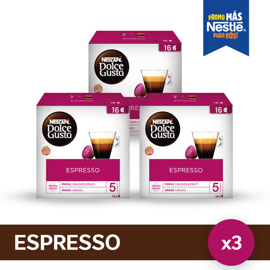 ¡Pack x3! Cápsulas de Café NESCAFÉ® Dolce Gusto® Espresso - 16 Cápsulas x3