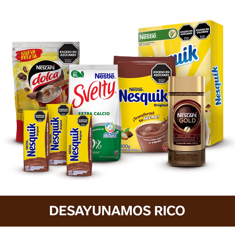 ¡Combo Desayuná Rico! Nesquik, Nescafé GOLD, Svelty, Nesfit y Dolca Mixes Cappuccino