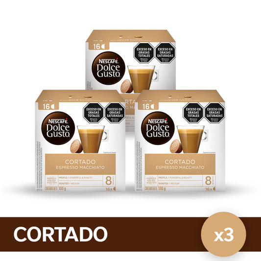 ¡Pack x3! Cápsulas de Café NESCAFÉ® Dolce Gusto® Cortado - 16 Cápsulas x3