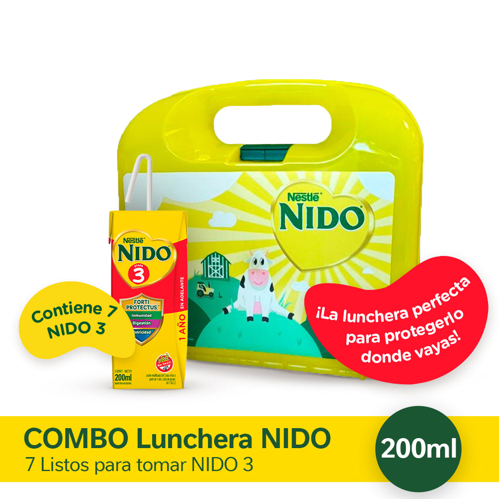Combo Lunchera NIDO® 3 Defensas Leche Infantil Listo para Tomar - 7 unidades x 200ml
