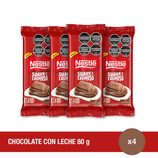 Chocolate con Leche Suave y Cremoso - 4 unidades x 80gr