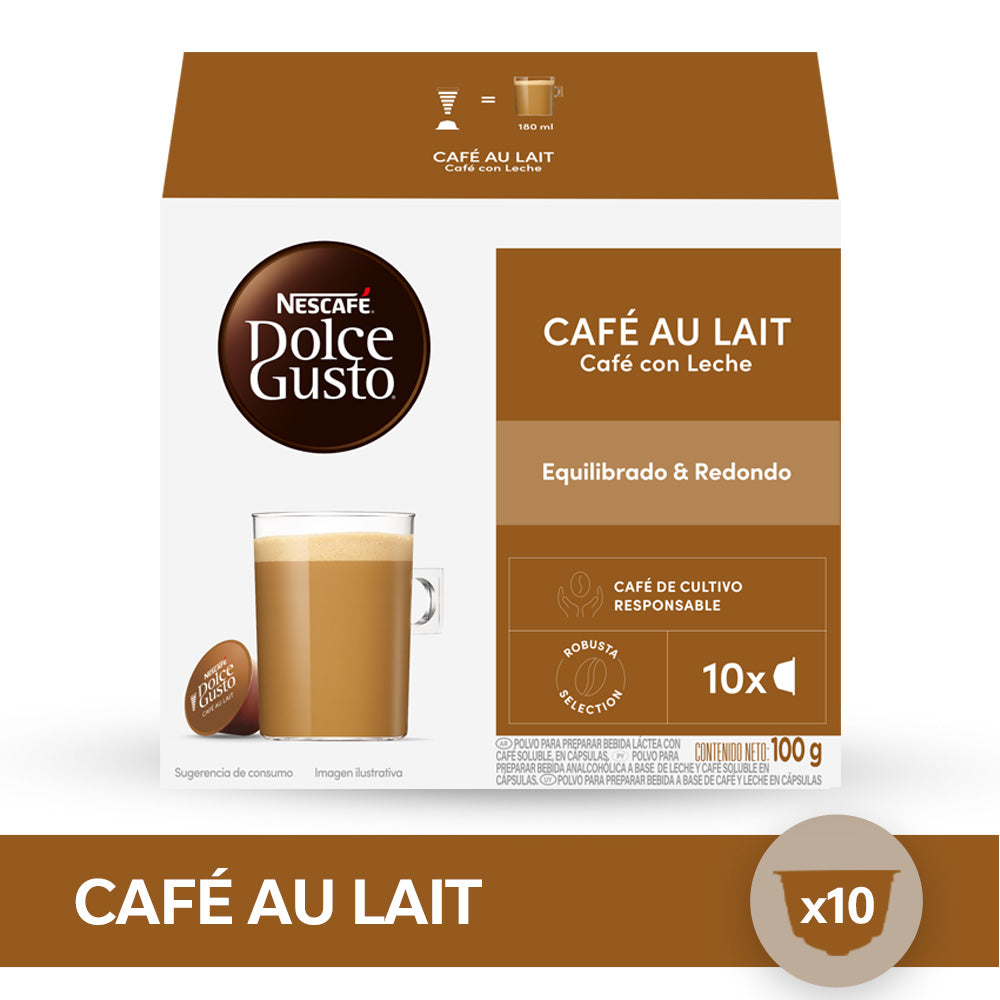 Cápsulas de Café NESCAFÉ® Dolce Gusto® Au Lait - x10 Cápsulas
