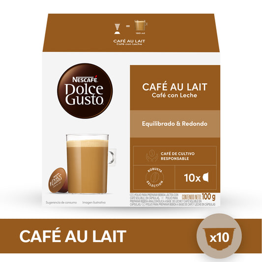 Cápsulas de Café NESCAFÉ® Dolce Gusto® Au Lait - x10 Cápsulas