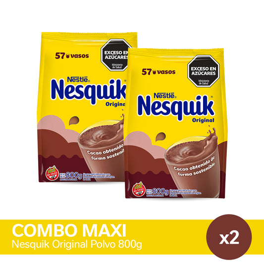 ¡Combo Maxi! Nesquik® Original Chocolate en Polvo - Flowpack 800gr x2