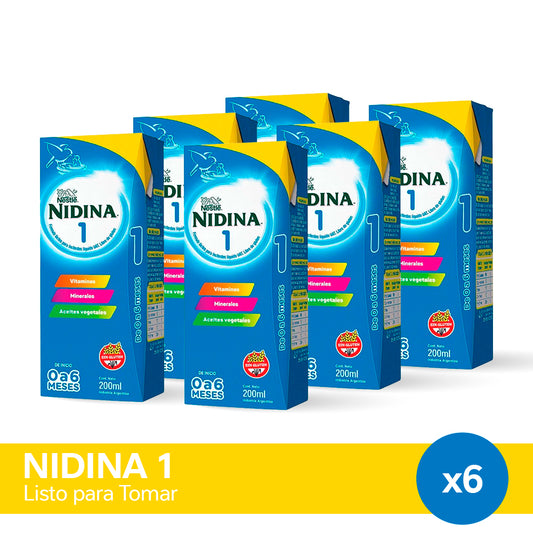 NIDINA® 1 Leche Infantil Listo para Tomar - 6 unidades x 200ml