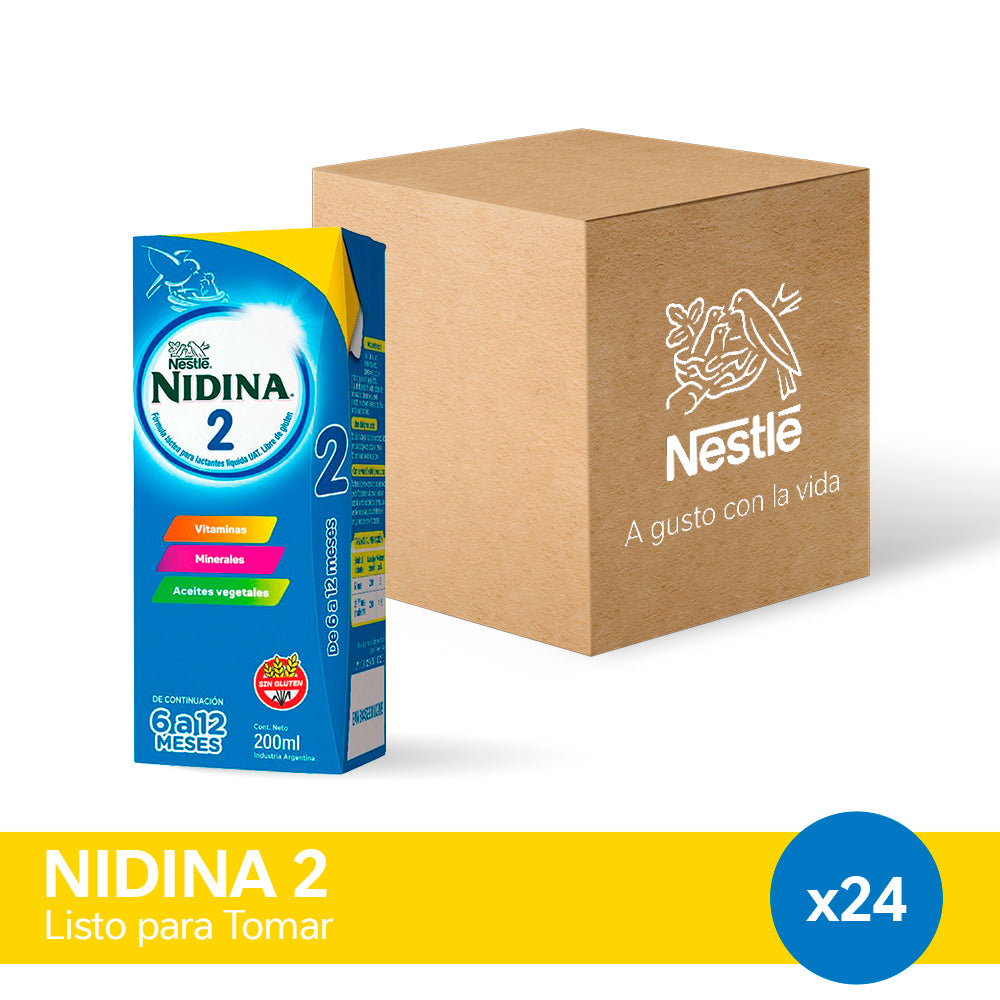¡Pack x 24! NIDINA® 2 Leche Infantil Listo para Tomar x 200ml.