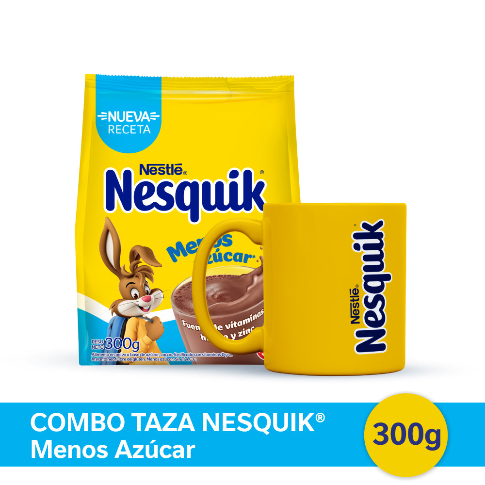 ¡Combo Exclusivo! Nesquik® Chocolate en Polvo Menos Azúcar - Softpack x 300gr + Taza de Nesquik®