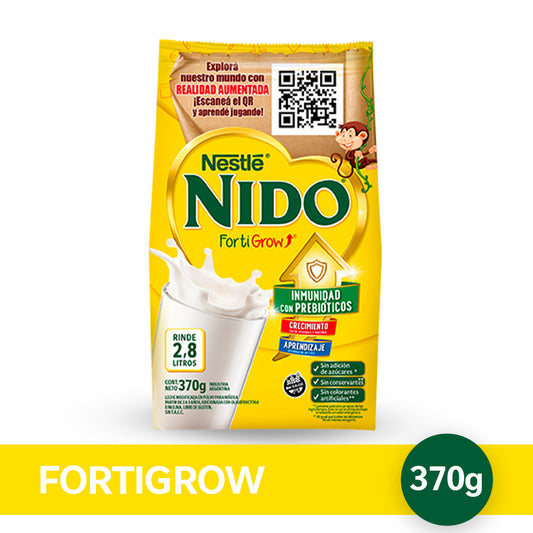 NIDO® Fortigrow® Realidad Aumentada Leche Infantil en Polvo con Prebioticos - Softpack  x 370gr